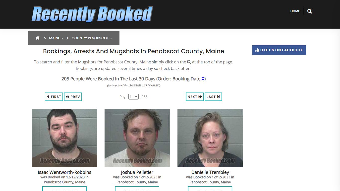 Bookings, Arrests and Mugshots in Penobscot County, Maine