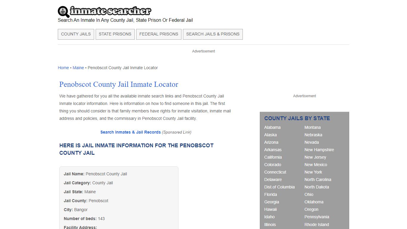 Penobscot County Jail Inmate Locator - Inmate Searcher